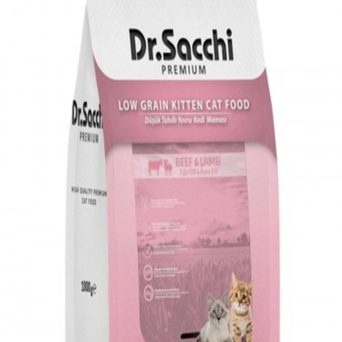 Dr.Sacchi Düşük Tahıllı Sığır Etli ve Kuzu Etli Açık Yavru Kedi Maması