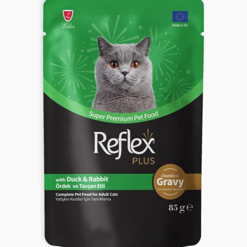 Plus Sos İçinde Et Parçacıklı Ördekli Ve Tavşanlı Yetişkin Kedi Maması 85 gr Plus Sos İçinde Et Parçacıklı Ördekli Ve Tavşanlı Yetişkin Kedi Maması 85 gr