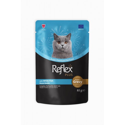 Plus Sos İçinde Et Parçacıklı Beyaz Balıklı Yetişkin Kedi Maması 85 gr Plus Sos İçinde Et Parçacıklı Beyaz Balıklı Yetişkin Kedi Maması 85 gr