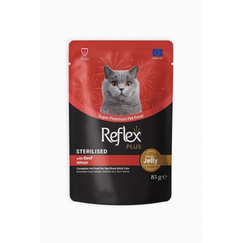 Plus Jöle İçinde Et Parçacıklı Biftekli Kısırlaştırılmış Yetişkin Kedi Maması 85 gr