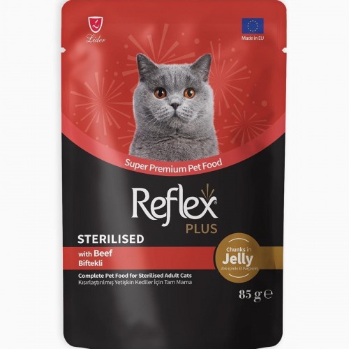 Plus Jöle İçinde Et Parçacıklı Biftekli Kısırlaştırılmış Yetişkin Kedi Maması 85 gr Plus Jöle İçinde Et Parçacıklı Biftekli Kısırlaştırılmış Yetişkin Kedi Maması 85 gr