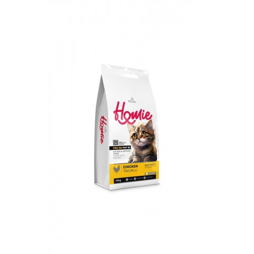 Homie Super Premium Pet Food-Düşük Tahıllı Tavuklu Yavru ve Anne Kedi Maması-12 kg Homie Super Premium Pet Food-Düşük Tahıllı Tavuklu Yavru ve Anne Kedi Maması-12 kg