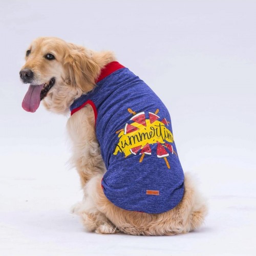 Lacivert Summer Time Büyük Köpek Tişörtü - Köpek Kıyafeti (15 KG-45 KG)