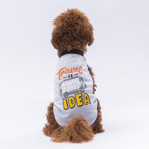 Gri Travel Kedi Köpek Tişörtü - Kedi Köpek Kıyafeti