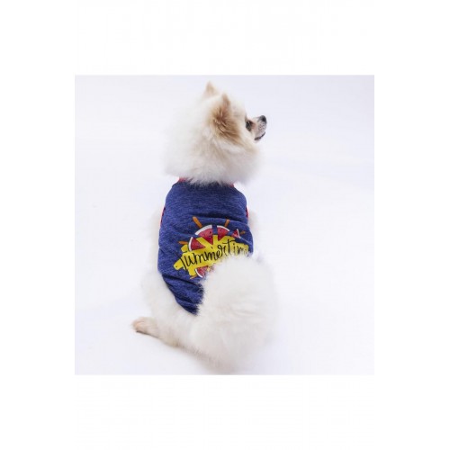 Lacivert Summer Time Kedi Köpek Tişörtü - Kedi Köpek Kıyafeti Lacivert Summer Time Kedi Köpek Tişörtü - Kedi Köpek Kıyafeti