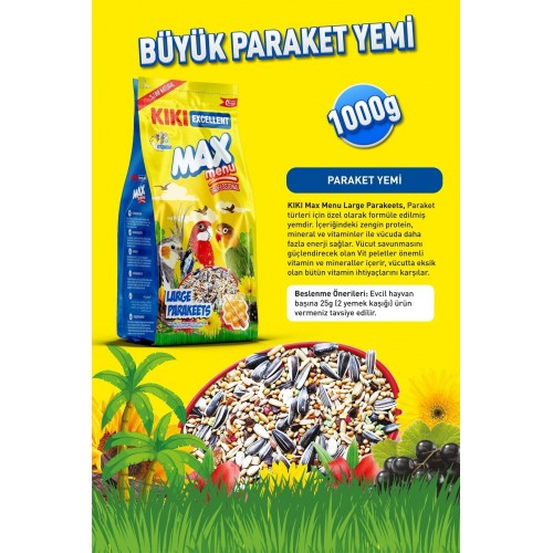 Kuş Max Menu Large Parakeets Büyük Pareket Yemi 1000 Gr. Kb307 Kuş Max Menu Large Parakeets Büyük Pareket Yemi 1000 Gr. Kb307