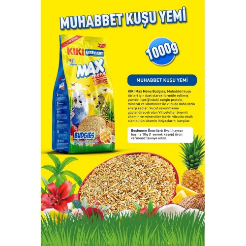 Kuş Max Menu Budgies Ballı Muhabbet Kuşu Yemi 1000 Gr. Kb302 Kuş Max Menu Budgies Ballı Muhabbet Kuşu Yemi 1000 Gr. Kb302