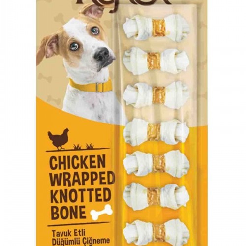 Tavuk Etli Düğümlü 8li Köpek Ödül Kemiği 100 gr