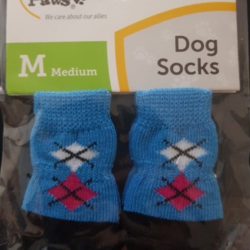 Küçük Irk Köpek Çorap 4 Lü Medıum ( M ) Mavi Siyah Desenli