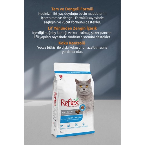 Refleks Somonlu Hamsili Yetişkin Kedi Maması 2 Kg Refleks Somonlu Hamsili Yetişkin Kedi Maması 2 Kg