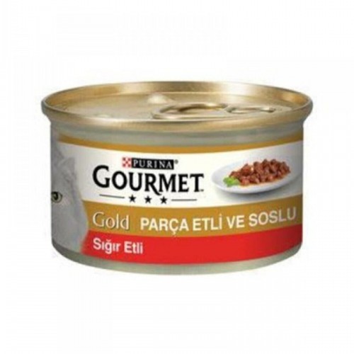 Gold Parça Etli Ve Soslu Sığır Etli Yetişkin Kedi Konservesi 85 gr x 24 Adet