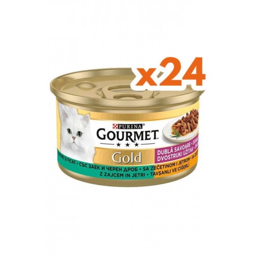 Gold Çifte Lezzet Tavşanlı Ve Ciğerli Kedi Maması 85 Gr X 24 Adet Gold Çifte Lezzet Tavşanlı Ve Ciğerli Kedi Maması 85 Gr X 24 Adet