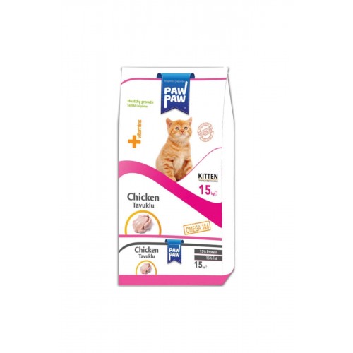 Paw Paw Kitten Tavuk Etli Yavru Kedi Maması 15 Kg