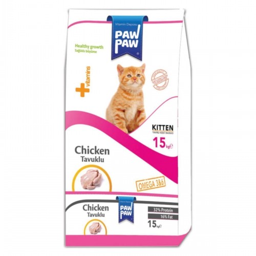 Paw Paw Kitten Tavuk Etli Yavru Kedi Maması 15 Kg Paw Paw Kitten Tavuk Etli Yavru Kedi Maması 15 Kg