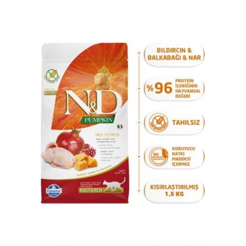 Pumpkin Tahılsız Kuzu & Yaban Mersinli Kısırlaştırılmış Yetişkin Kedi Maması 1,5 Kg Pumpkin Tahılsız Kuzu & Yaban Mersinli Kısırlaştırılmış Yetişkin Kedi Maması 1,5 Kg