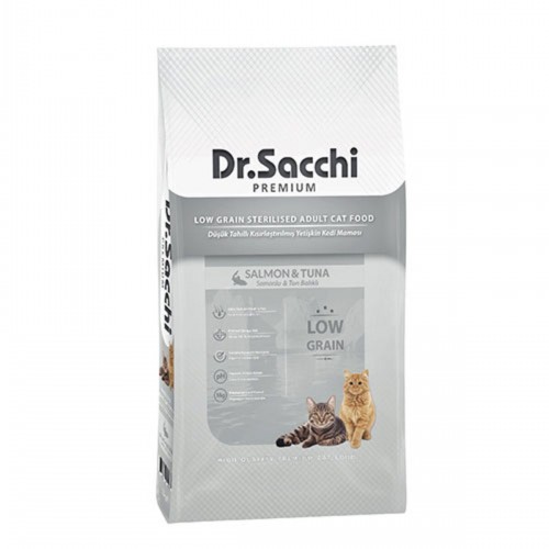 Dr.sacchi Premium Somonlu Ve Ton Balıklı Düşük Tahıllı Kısırlaştırılmış Kedi Maması 10 Kg Dr.sacchi Premium Somonlu Ve Ton Balıklı Düşük Tahıllı Kısırlaştırılmış Kedi Maması 10 Kg
