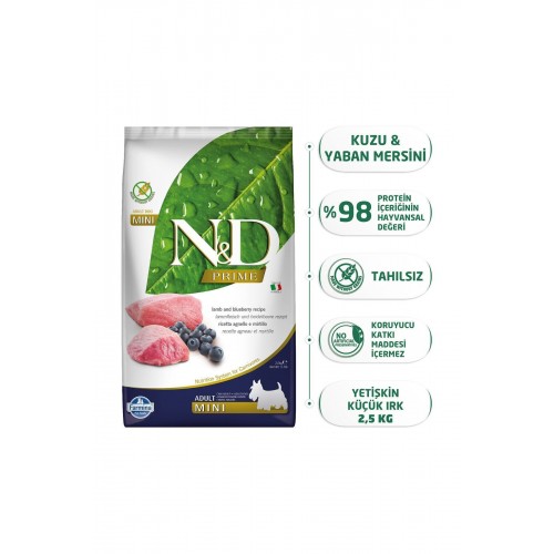 Prime Adult Mini Kuzulu&yaban Mersinli Köpek Maması 2,5 Kg Prime Adult Mini Kuzulu&yaban Mersinli Köpek Maması 2,5 Kg